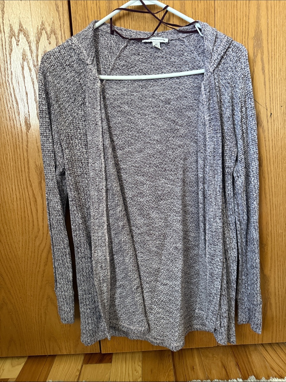 American Eagle Outfitters Heather Gray Open-Front Hooded Cardigan